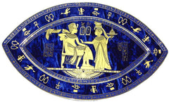 EYE SHAPE PORCELINE PLATE BLUE & GOLD